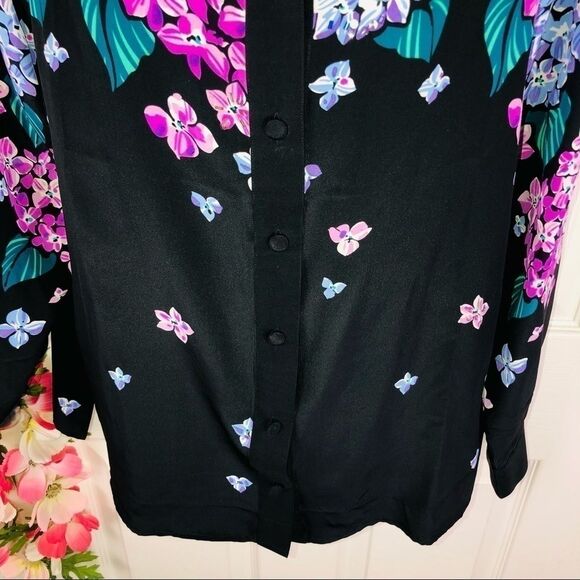 Bob Mackie hydrangea beaded silk floral top small - Picture 2 of 8